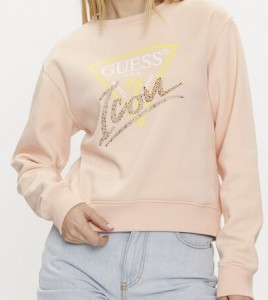 Guess Bluza Icon W4GQ09 KB681 Pomarańczowy Relaxed Fit