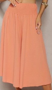 Pomarańczowe Spodnie Szerokie Luźne High Waist Inestria