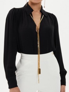 Elisabetta Franchi Bluzka CA-093-46E2-V420 Czarny Standard Fit