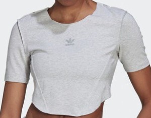 adidas T-Shirt Crop Loungewear HL9130 Szary Regular Fit