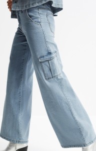Dżinsy bojówki mid waist, Wide Leg