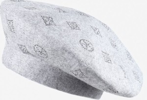 Szara Czapka Beret w Cyrkonie Nanto