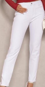 Białe Spodnie Skinny High Waist Zdobione Lampasami Nimilise