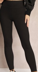 Czarne Prążkowane Legginsy High Waist Irillia