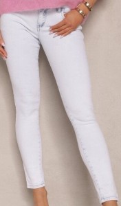 Jasnoniebieskie Jeansy Z Bawełny Typu Skinny Ozdobione Przetarciami Salliwen
