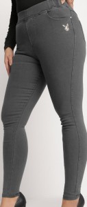 Szare Spodnie Skinny z Wysokim Stanem Naravatte