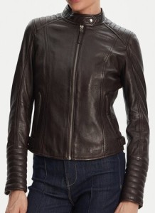 Serge Pariente Kurtka skórzana Louise Brązowy Slim Fit